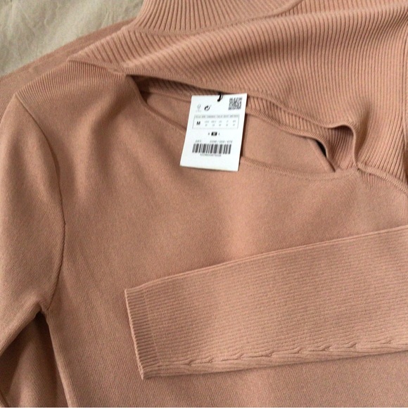 Zara | Cut Out Knit Dress in Dusty Pink NWT, Medium - Picture 5 of 8